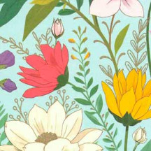 Springtime Flowers on Light Blue Italian Paper ~ Kartos Italy